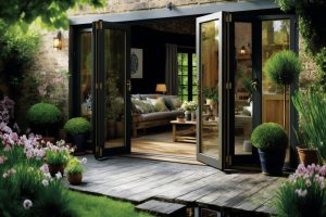 Black bi-folding doors