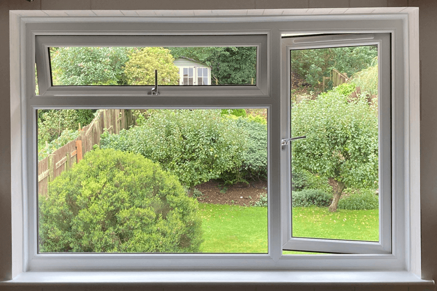 White uPVC casement window