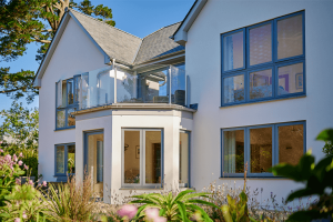 Grey flush sash windows